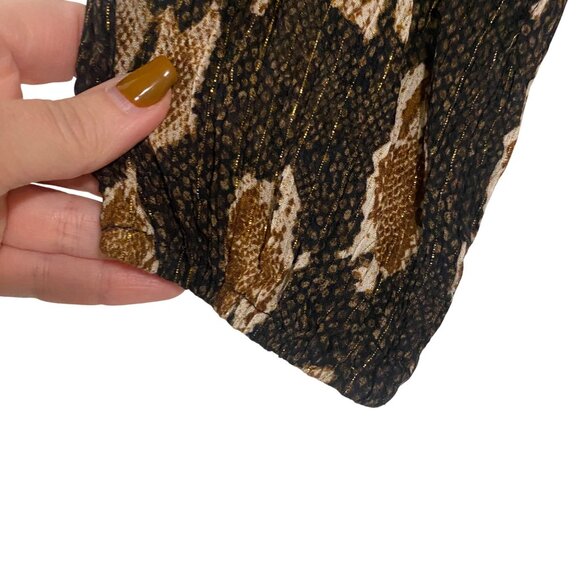 Savanna Jane Brown Snakeskin Floral Embroidered Bohemian Blouse Size S - Picture 5 of 9